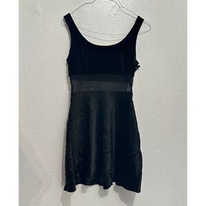 Vtg 80s Zum Zum Womens S Black Party Dress Velvet Sheer Waist Satin Skirt Goth